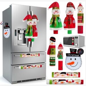 8pcs Handle Covers Kitchen Appliances Christmas Decorations